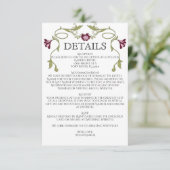 Art Nouveau Burgundy Pink Flowers Green Wedding エンクロージャーカード (スタンド正面)