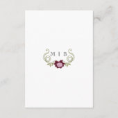 Art Nouveau Burgundy Pink Flowers Green Wedding エンクロージャーカード (裏面)