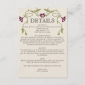 Art Nouveau Burgundy Pink Flowers Green Wedding エンクロージャーカード (正面)