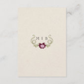 Art Nouveau Burgundy Pink Flowers Green Wedding エンクロージャーカード (裏面)