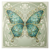 Art Nouveau Butterfly Pat#1 Teal ID1222 タイル (正面)