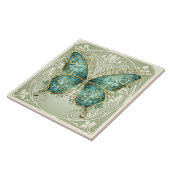 Art Nouveau Butterfly Pat#1 Teal ID1222 タイル (側面)