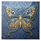Art Nouveau Butterfly Pat#2 Blue ID1222 タイル (正面)