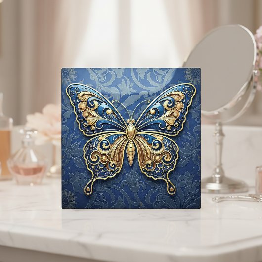Art Nouveau Butterfly Pat#2 Blue ID1222 タイル