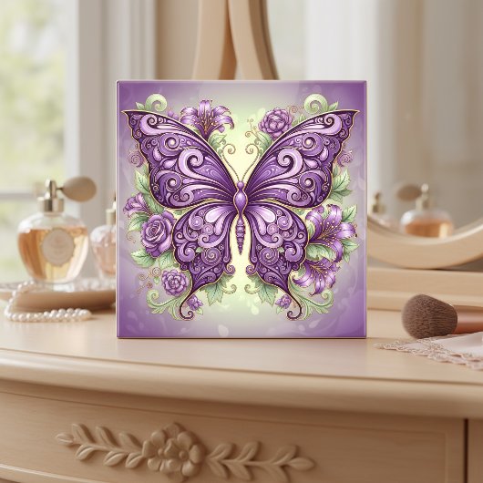 Art Nouveau Butterfly Pat#3 Wisteria ID1222 タイル