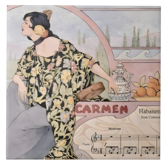 Art Nouveau Carmen Habanera Print – Vintage Opera  タイル (正面)