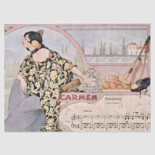 Art Nouveau Carmen Habanera Print – Vintage Opera  薄葉紙 (正面)