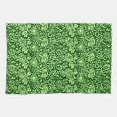 Art Nouveau Carnation Damask, Forest Green キッチンタオル (横)