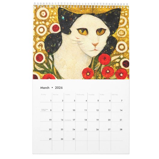 Art Nouveau Cats – 2026 Calendar   カレンダー (3月 2026)