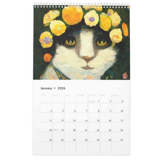 Art Nouveau Cats – 2026 Calendar   カレンダー (1月 2026)