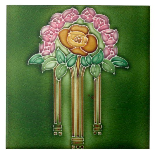 Art Nouveau Ceramic Fireplace Wall tile タイル (正面)