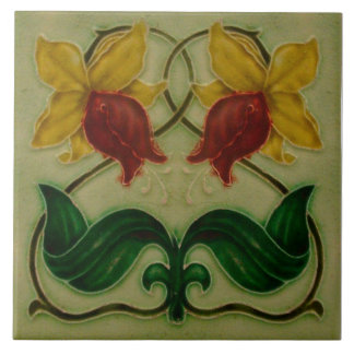 Art Nouveau ceramic fireplace wall tile タイル