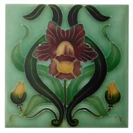 Art Nouveau Ceramic fireplace wall tile タイル