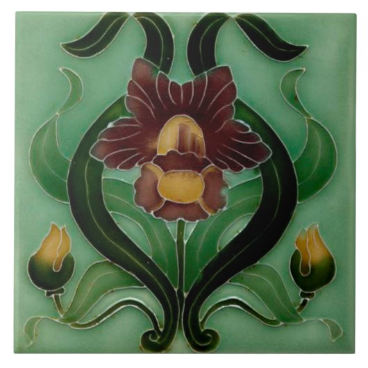 Art Nouveau Ceramic fireplace wall tile タイル (正面)