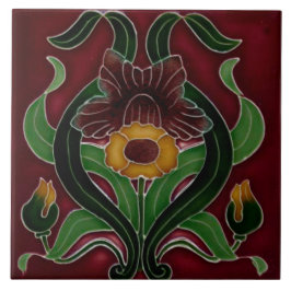 Art Nouveau Ceramic Fireplace Wall Tile タイル