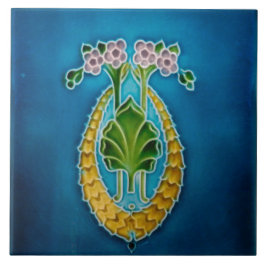 Art Nouveau ceramic fireplace wall tile blue タイル