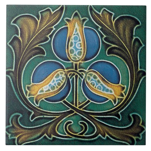 art nouveau ceramic fireplace wall tile mural タイル (正面)