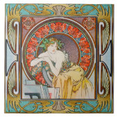 Art Nouveau Ceramic Tile Alphose mucha Design 15 タイル (正面)
