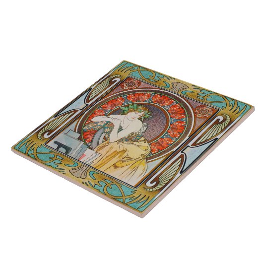 Art Nouveau Ceramic Tile Alphose mucha Design 15 タイル (側面)