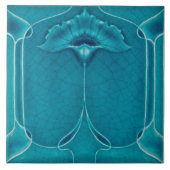 Art nouveau ceramic tile blue タイル (正面)