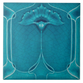 Art nouveau ceramic tile blue タイル
