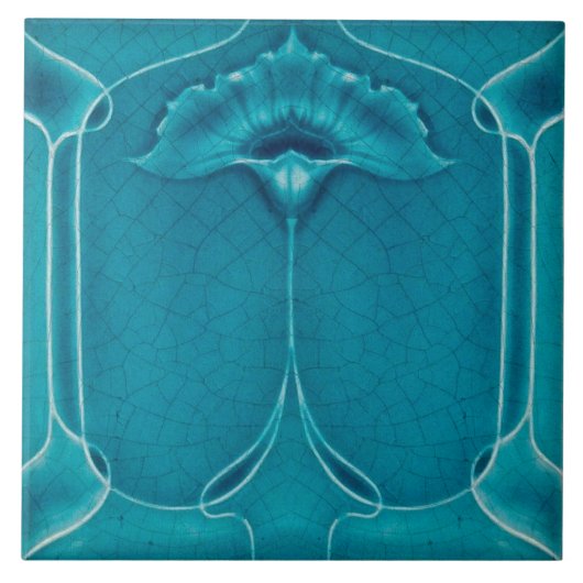 Art nouveau ceramic tile blue タイル (正面)