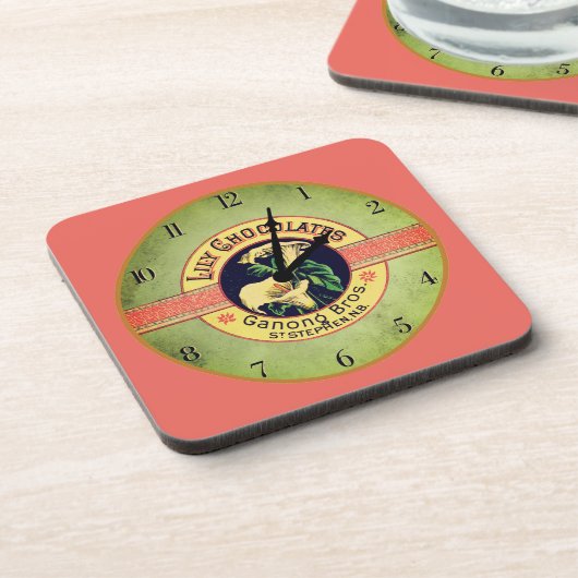 Art nouveau chocolate clock advertisement coaster コースター (左側)