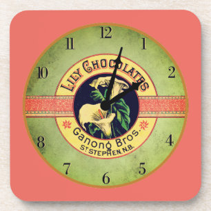 Art nouveau chocolate clock advertisement coaster コースター