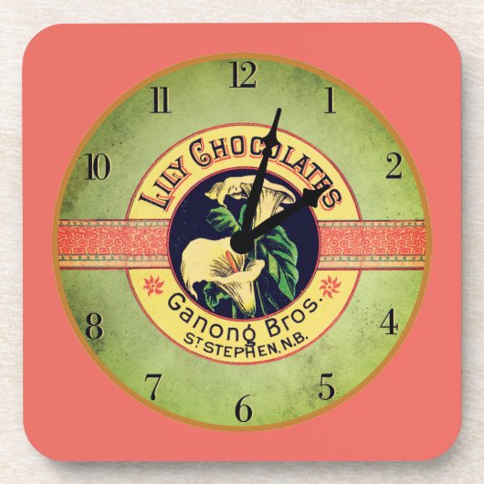 Art nouveau chocolate clock advertisement coaster コースター (正面)