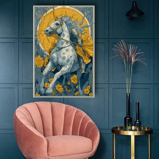 Art Nouveau Circus Poster in Blue and Yellow ポスター