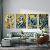 Art Nouveau Circus Poster in Blue and Yellow ポスター