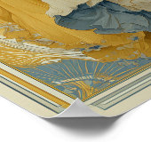 Art Nouveau Circus Poster in Blue and Yellow ポスター (角)