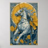 Art Nouveau Circus Poster in Blue and Yellow ポスター (正面)