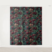 Art Nouveau Climbing Rose Teal Gold Tapestry タペストリー (正面)