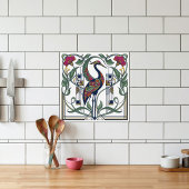 Art Nouveau Crane Floral Geometric Pattern Ceramic タイル