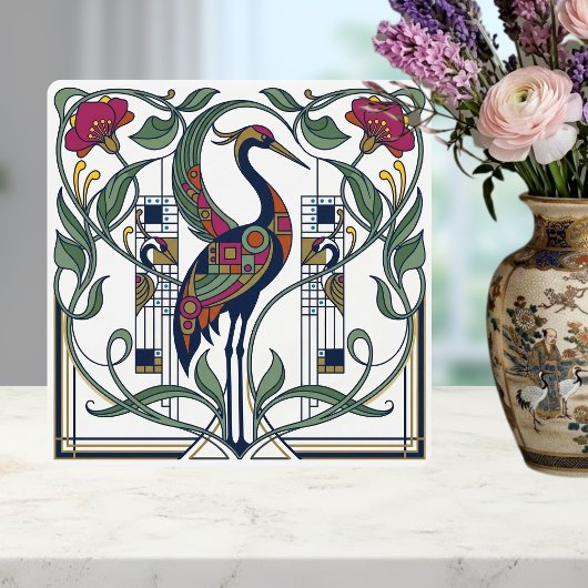Art Nouveau Crane Floral Geometric Pattern Ceramic タイル