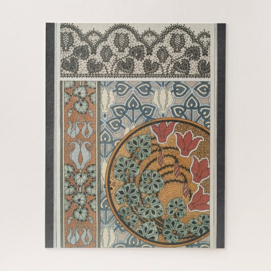 Art nouveau Cyclamen floral Eugene Grasset elegant ジグソーパズル (縦)