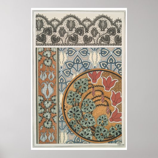 Art nouveau Cyclamen floral Eugene Grasset elegant ポスター (正面)