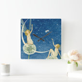 Art Nouveau Dandelion Fairy Illustration スクエア壁時計 (ホーム)
