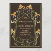 Art nouveau dark brown elegant wedding 招待状 (正面)
