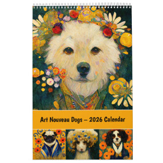 Art Nouveau Dogs – 2026 Calendar カレンダー