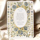 Art Nouveau Dusty Blue & Gold Roses Wedding 招待状