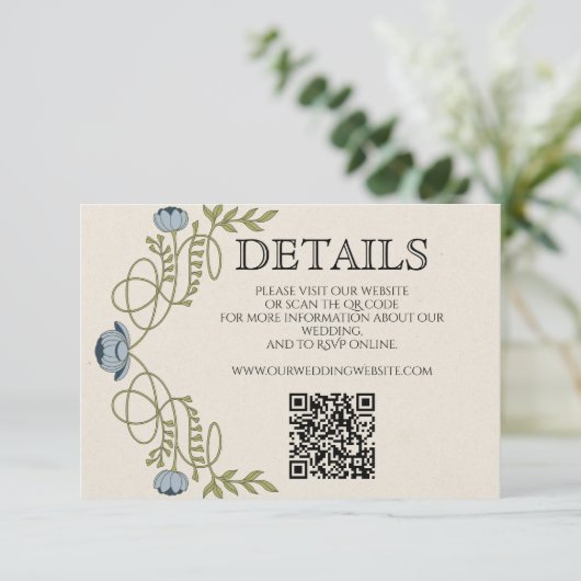 Art Nouveau Dusty Blue Wedding Details Website  エンクロージャーカード (スタンド正面)