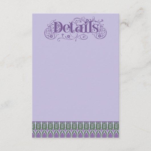 Art Nouveau Elegant Lilac Thistle Border Vertical エンクロージャーカード (正面)