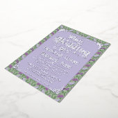 Art Nouveau Elegant Lovebirds Lavender 箔招待状 (回転した状態)