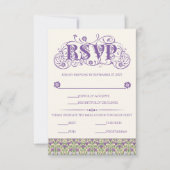 Art Nouveau Elegant Lovebirds Light Yellow 出欠カード (正面)