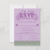 Art Nouveau Elegant Lovebirds Purple 出欠カード (正面)