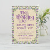 Art Nouveau Elegant Lovebirds Vintage Yellow  招待状 (スタンド正面)