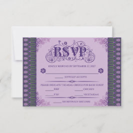 Art Nouveau Elegant Purple Thistle Border 出欠カード