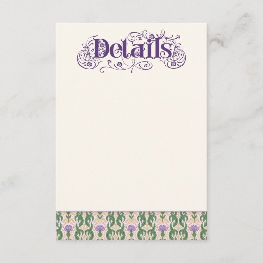 Art Nouveau Elegant Thistle Light Yellow エンクロージャーカード (正面)